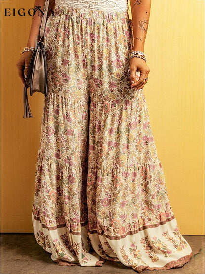 Floral Tiered Wide Leg Pants Tangerine clothes Ship From Overseas SYNZ trend