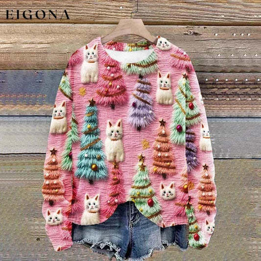 Creative Christmas Print Sweatshirt Pink best Best Sellings clothes Plus Size Sale tops Topseller