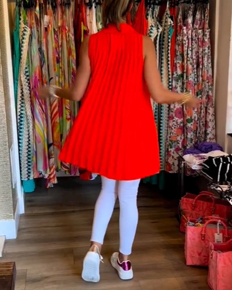 Top arricciato senza maniche con revers