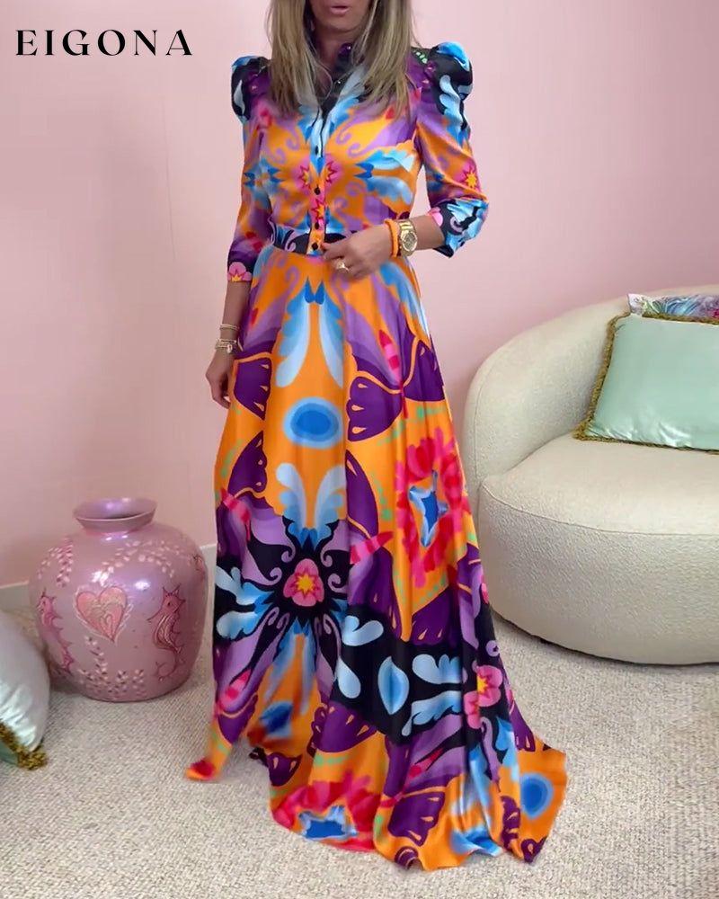 Color butterfly print set spring summer two-piece sets