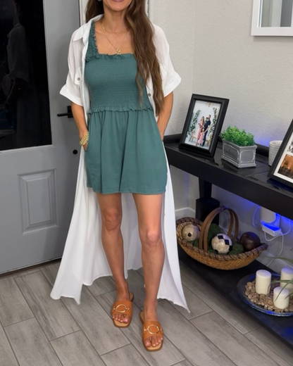 Einfarbiges Longshirt mit Revers