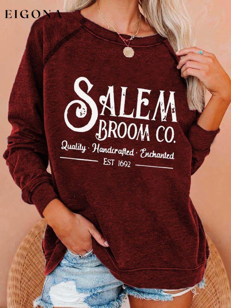 Women's Salem Broom Co Quality Handcrafted Enchanted Est 1692 Print Sweatshirt