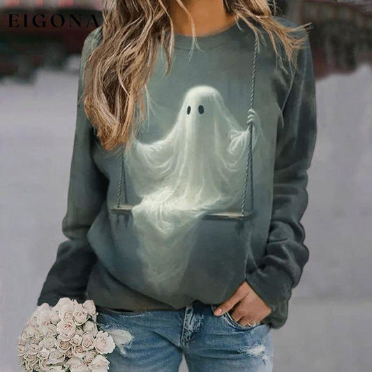 Casual Halloween Sweatshirt Dark Green best Best Sellings clothes Plus Size Sale tops Topseller