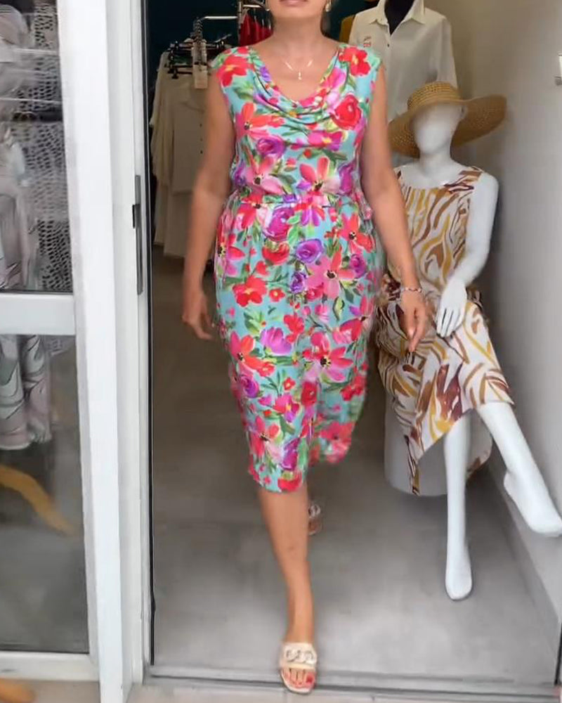 Sleeveless Floral Fashion Dress