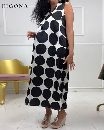 Sleeveless polka dot print dress casual dress spring summer vacation dresses