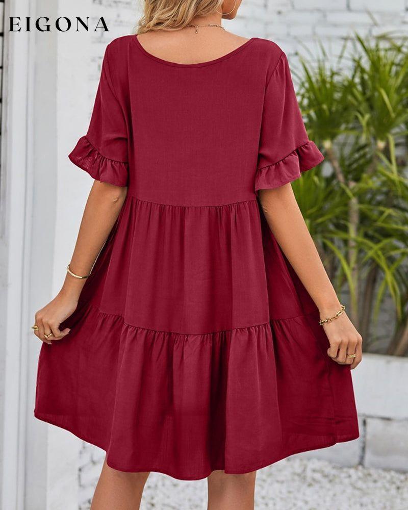 V-neck Dress with Ruffle Sleeves 23BF Casual Dresses Clothes Dresses Summer