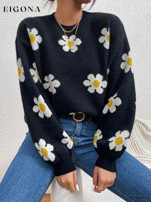 Flower Round Neck Latern Sleeve Sweater clothes Ship From Overseas sweater sweaters Sweatshirt X.W