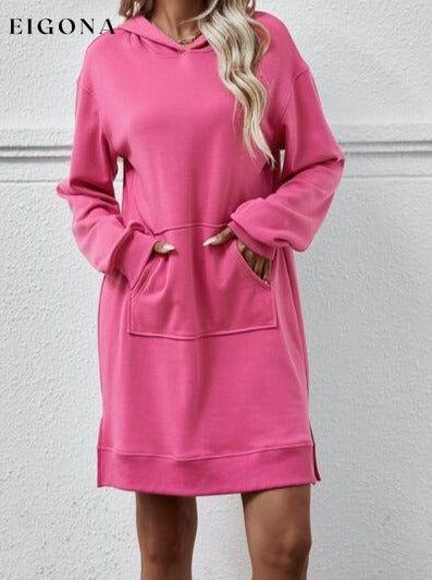 Slit Long Sleeve Hooded Dress with Pocket Changeable clothes Ship From Overseas