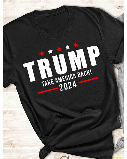 UNISEX，Trump Take America Back T-shirt 2024 f/w faith & slogan spring summer t-shirts