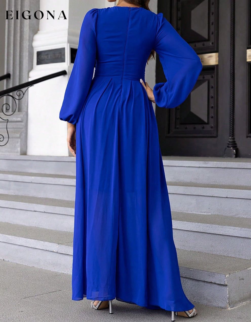 Twist Front Cutout Long Sleeve Maxi Dress clothes evening dress evening dresses formal dress formal dresses long dress long dresses long sleeve dress long sleeve dresses maxi dress Ringing-N Ship From Overseas