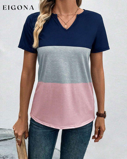 Simple color block short sleeve T-shirt spring summer t-shirts