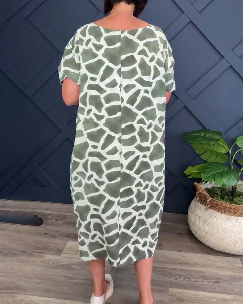 Giraffe print crew neck casual dress casual dresses summer