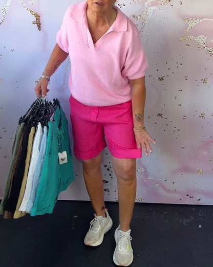 Solid Color Cotton And Linen Casual Shorts