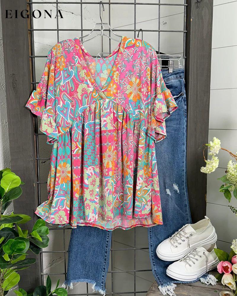 Colorful short-sleeved blouse blouses & shirts spring summer