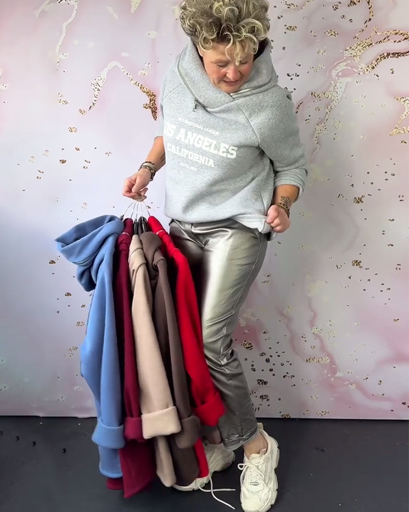 Hooded Letter Zipper Casual Sweatshirt