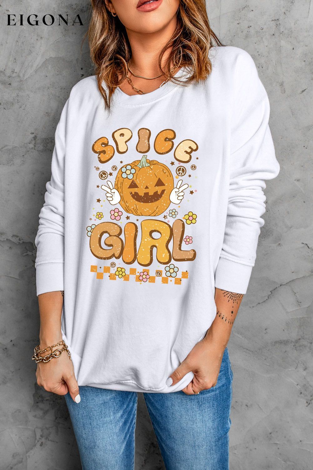 Round Neck Long Sleeve SPICE GIRL Graphic Sweatshirt clothes long sleeve top Ship From Overseas Sweater sweaters Sweatshirt SYNZ trend