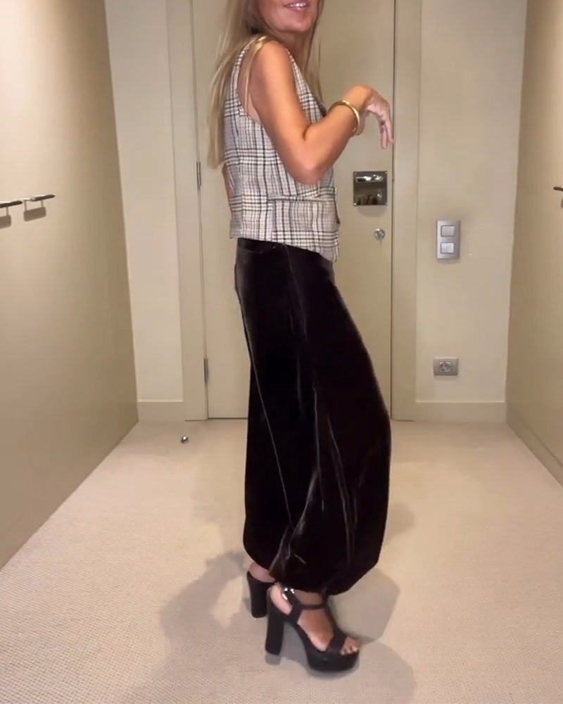 Trendy Velvet Baggy Casual Pants