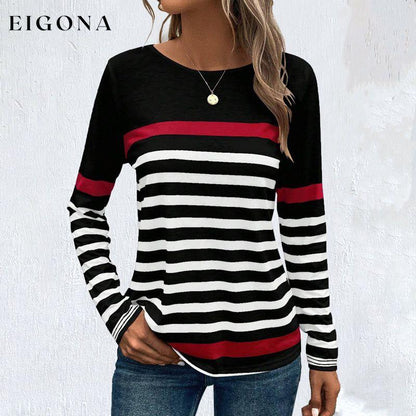 Casual Striped T-Shirt Black best Best Sellings clothes Plus Size Sale tops Topseller