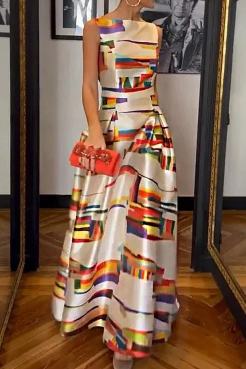 Rosiedress Open Back Sleeveless Printed Maxi Swing Dress Print BESTSELLERS hot sale