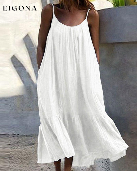 Solid Color Sleeveless Midi Dress White 23BF Casual Dresses Clothes Dresses Spring Summer Vacation Dresses