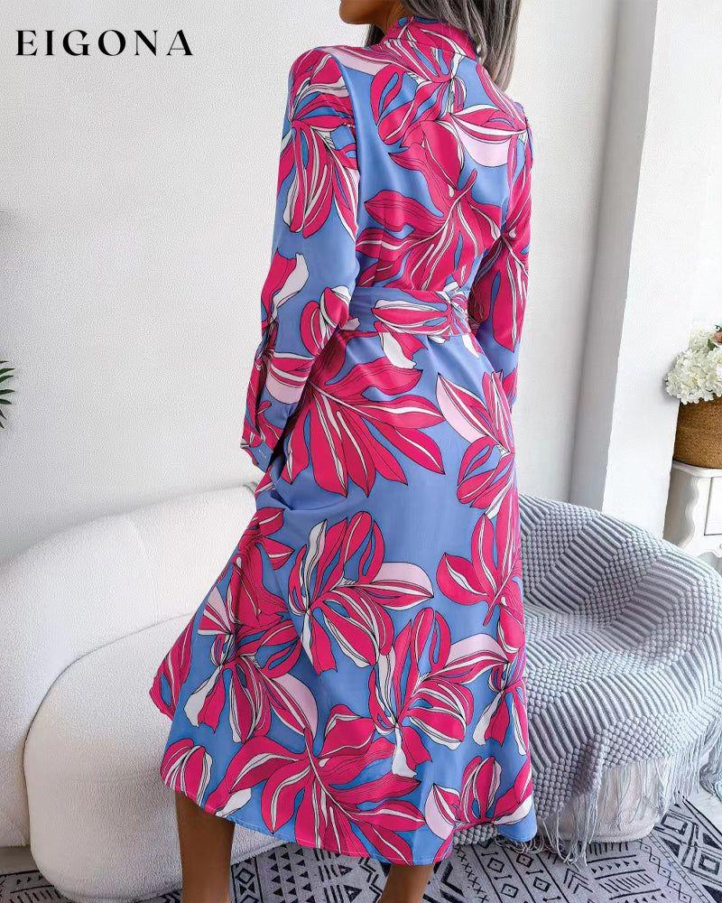 Contrasting floral print lapel shirt dress 23BF Casual Dresses Clothes Dresses Spring Summer