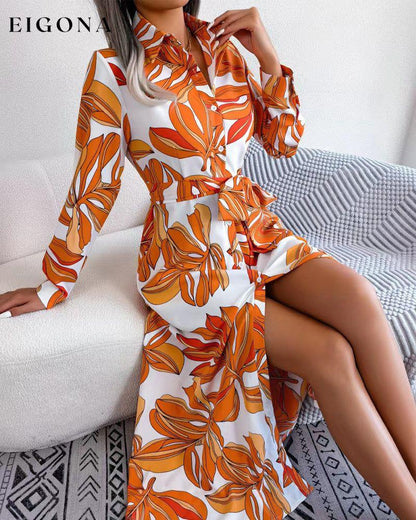 Contrasting floral print lapel shirt dress 23BF Casual Dresses Clothes Dresses Spring Summer