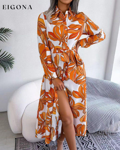 Contrasting floral print lapel shirt dress 23BF Casual Dresses Clothes Dresses Spring Summer