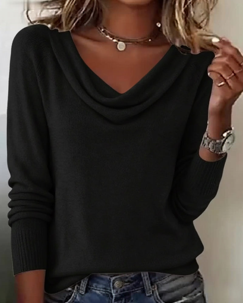 Fashionable Long-Sleeved Pile Collar Pullover