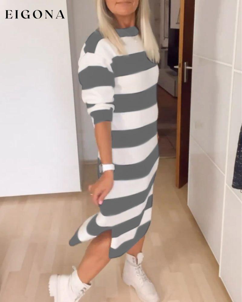 Round Neck Striped Dress 2023 F/W 23BF Casual Dresses Clothes Dresses Spring