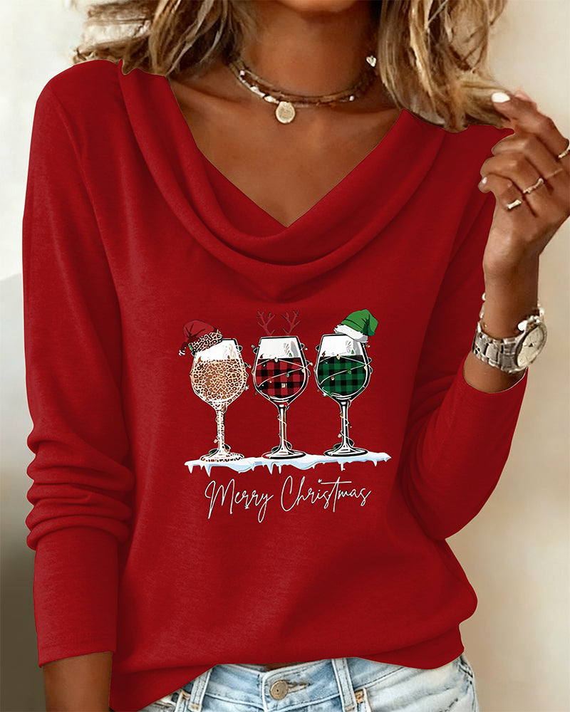 Stacked Collar Printed Wine Glass Top