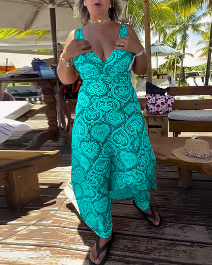 Strapless Heart Holiday Print Swimsuit