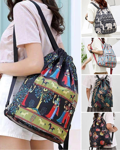 Ethnic style drawstring shoulder bag bags