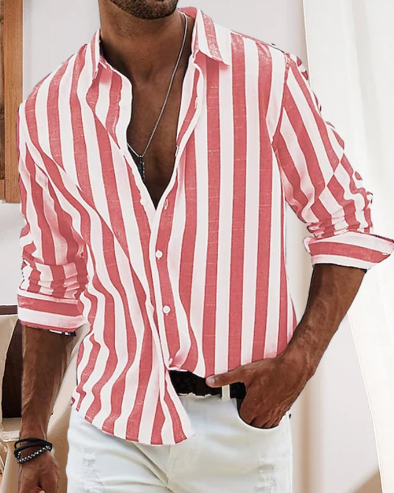 Striped print long-sleeved shirt 23BF Blouses & Shirts man SALE Spring Summer