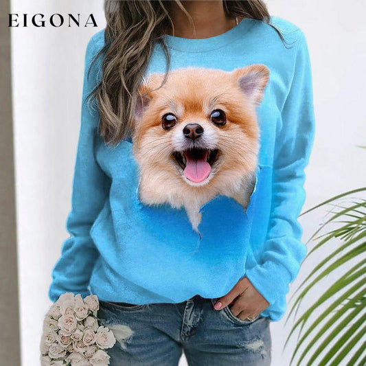 Cute 3D Dog Print T-Shirt Blue Best Sellings clothes Plus Size Sale tops Topseller
