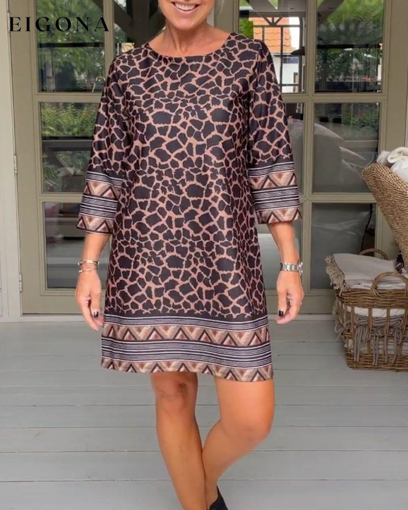 Elegant vintage leopard dress 23BF Casual Dresses Clothes Dresses Spring Summer