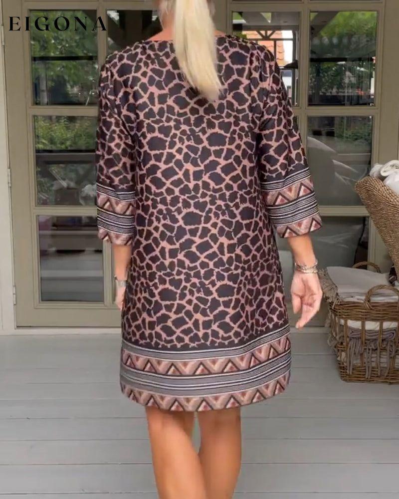 Elegant vintage leopard dress 23BF Casual Dresses Clothes Dresses Spring Summer