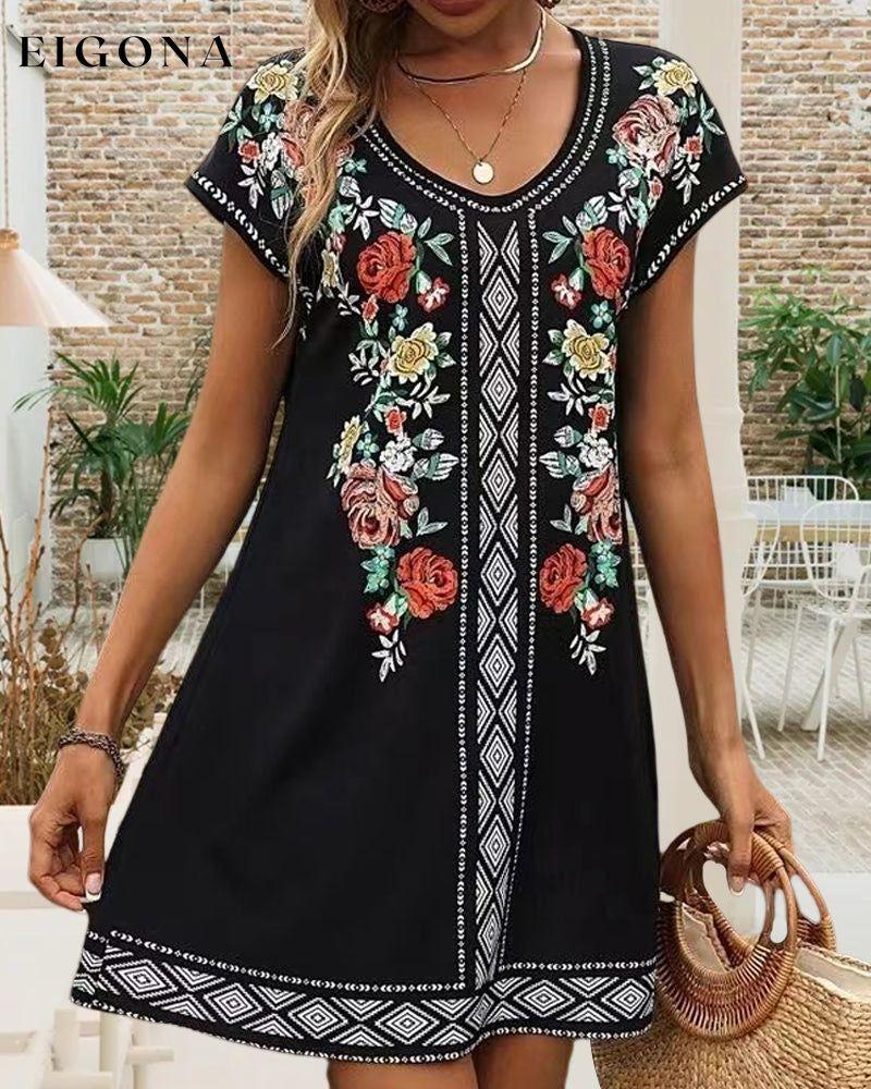 Printed Short sleeve casual dress 23BF Casual Dresses Clothes Dresses Summer