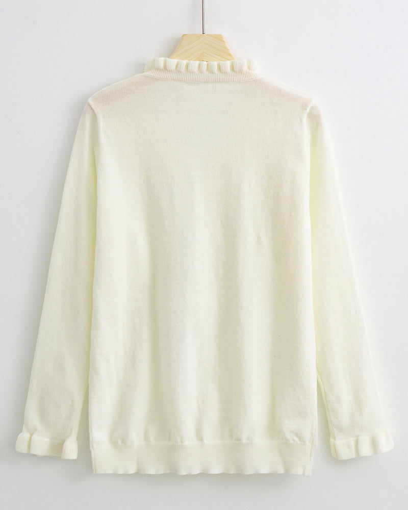 Elegant Solid Color Button Sweater 2023 F/W 23BF Pullovers