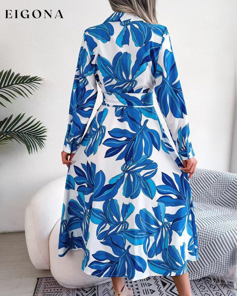 Contrasting floral print lapel shirt dress 23BF Casual Dresses Clothes Dresses Spring Summer