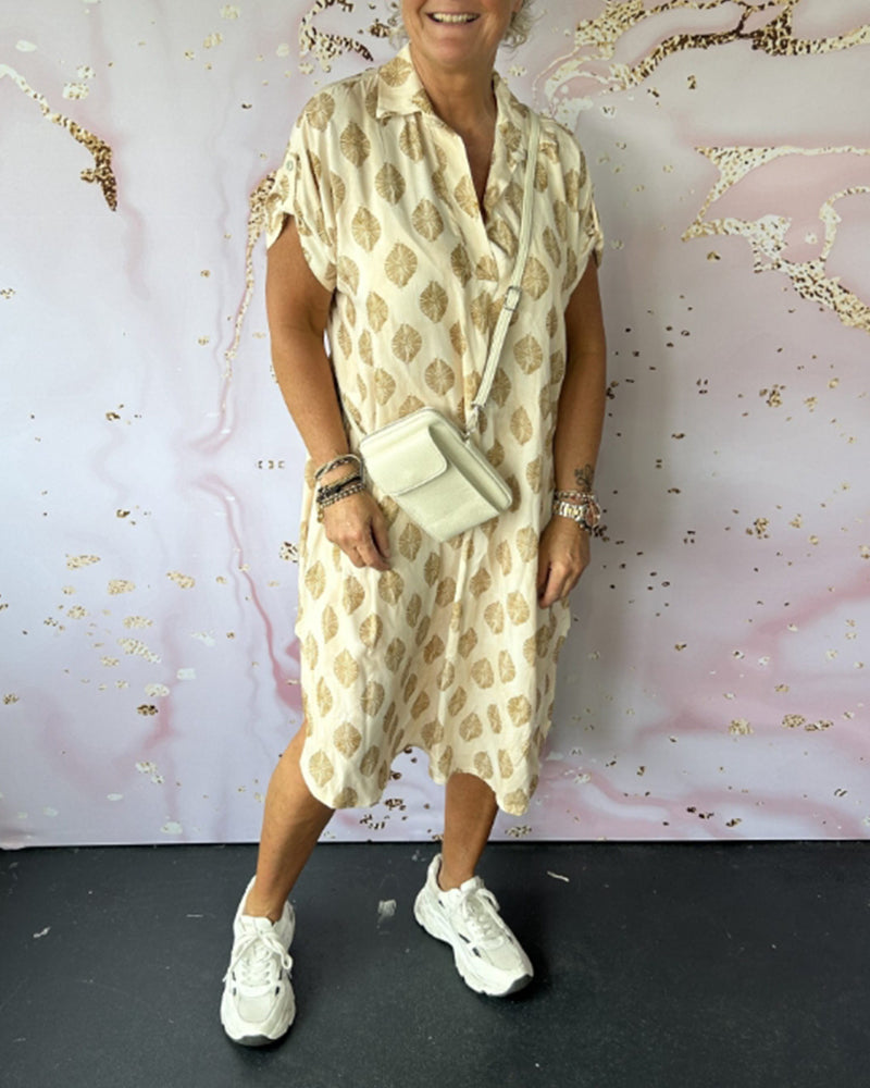 Lapel short sleeve loose dress