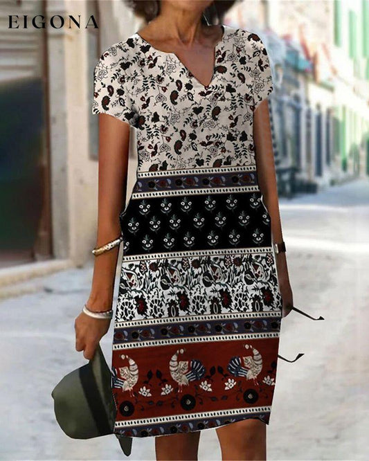 Color block print v-neck dress Black 23BF Casual Dresses Clothes Dresses Spring Summer