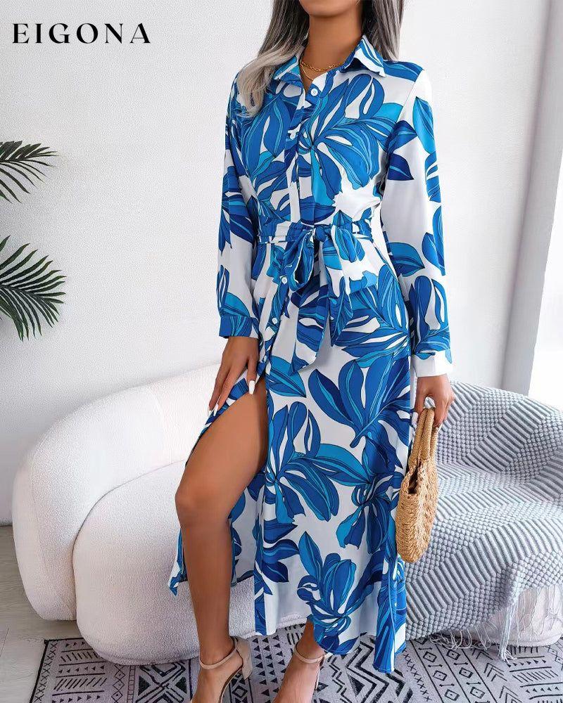 Contrasting floral print lapel shirt dress 23BF Casual Dresses Clothes Dresses Spring Summer