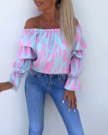 Top casual monospalla stampato colorato