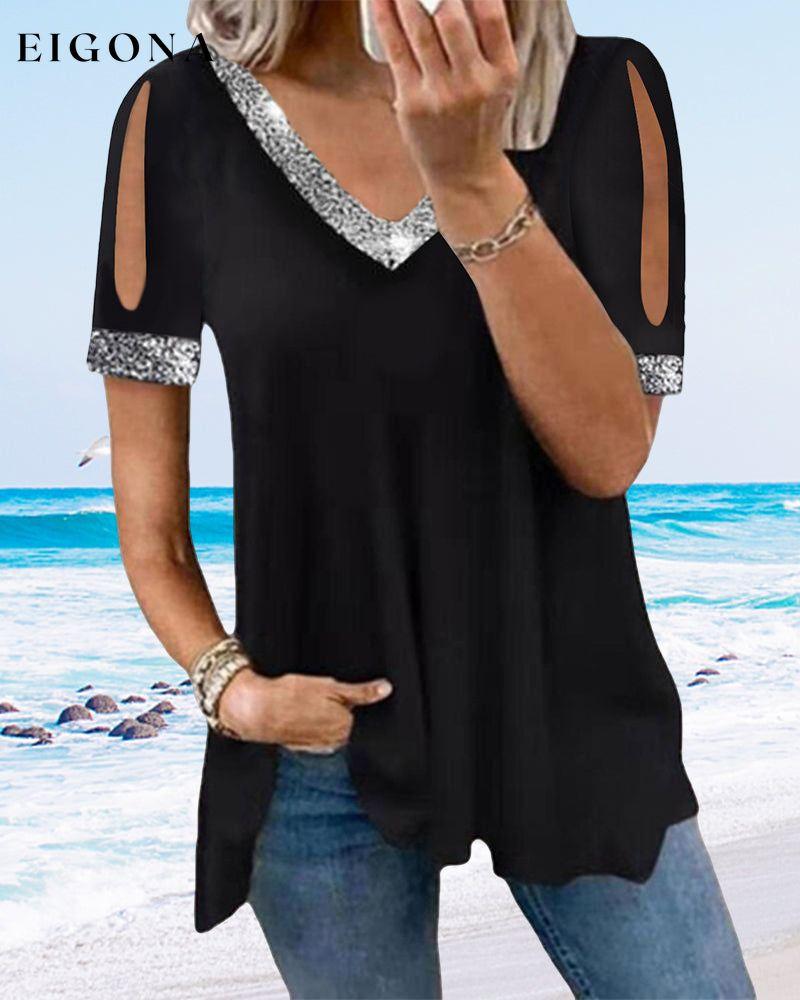 Solid V neck t-shirt 23BF clothes Short Sleeve Tops T-shirts Tops/Blouses