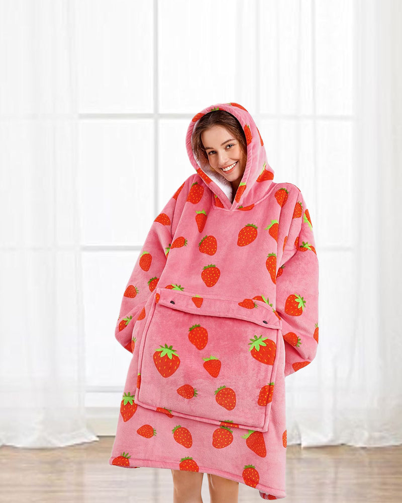 Oversized strawberry print blanket Hoodie Blanket Hoodies