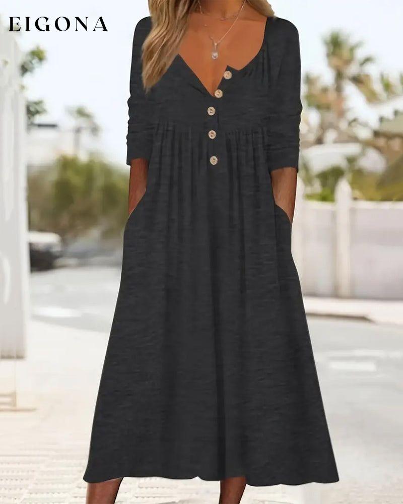 Solid color button simple dress 23BF Casual Dresses Clothes Dresses Spring Summer