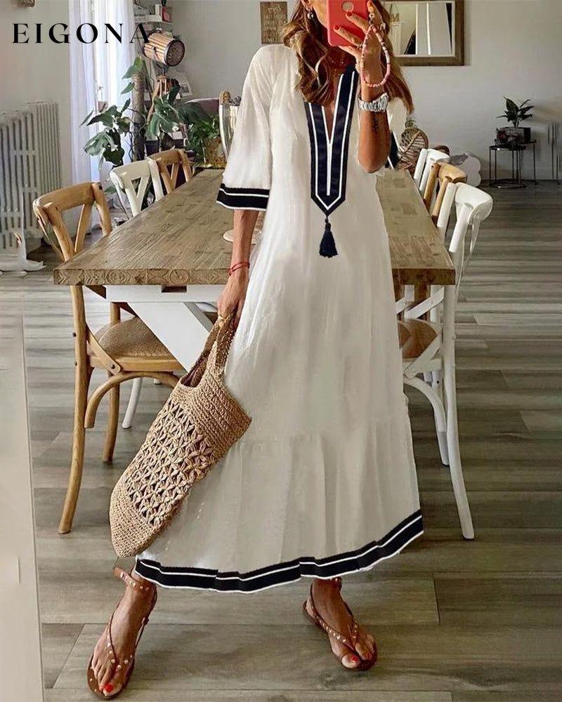 Sailor Blue White Tassel Dress White Casual Dresses Clothes Dresses SALE Spring Summer