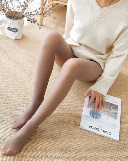 Flawless legs fake translucent warm plush lined elastic tights ACCESSORIES Leggings