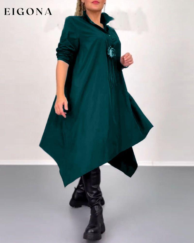 Solid color irregular casual dress Green 2023 f/w 23BF casual dresses Clothes Dresses spring