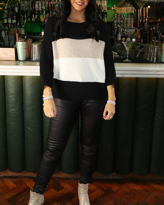 Crew Neck Striped Colorblock Sweater 2024 f/w pullovers